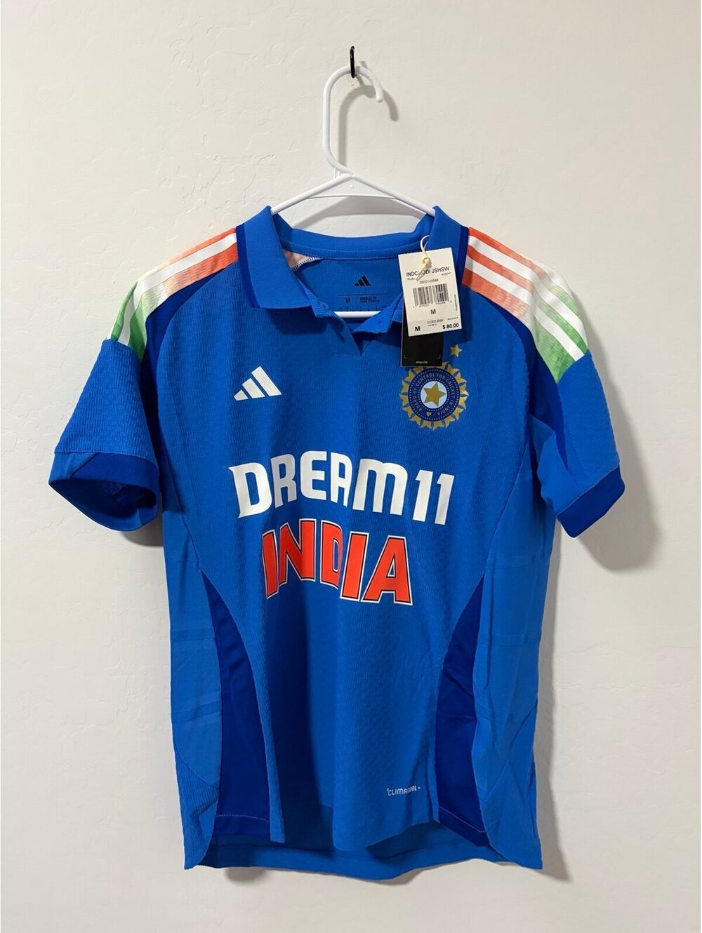 New Adidas India Cricket One Day International Jersey Blue KC3747 Women’s Medium